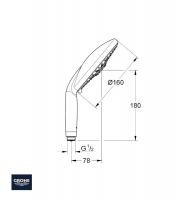 MEDIDAS TELEDUCHA 4 CHORROS RAINSHOWER CLASSIC 160 GROHE